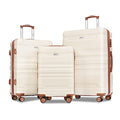 Brown and Ivory 4-Piece Expandable Hardside Suitcase Set Y575