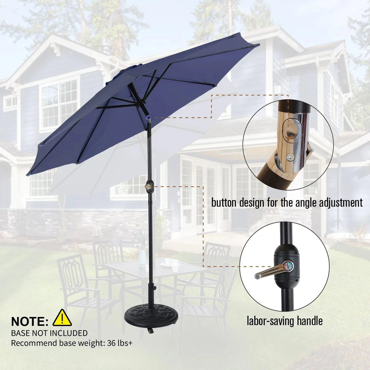 6-Piece Outdoor Patio Dining Set with 9 ft Umbrella A345