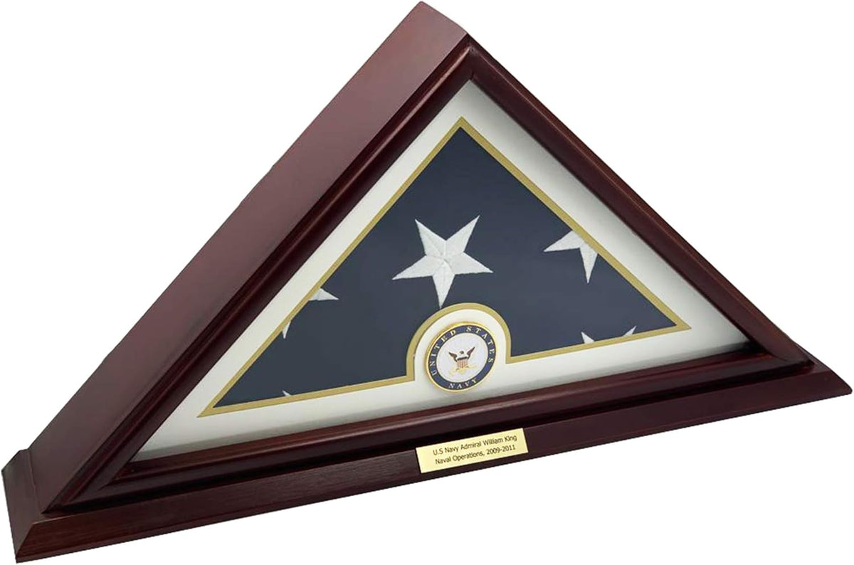 Solid Wood Cherry Finish Wall Mounted Flag Display Case R6471