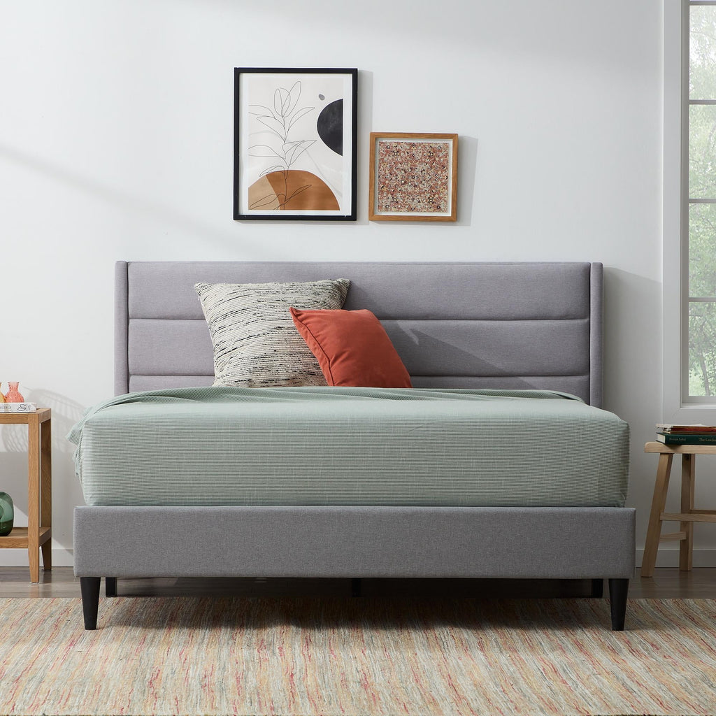 Blue Queen Upholstered Platform Bed R7664