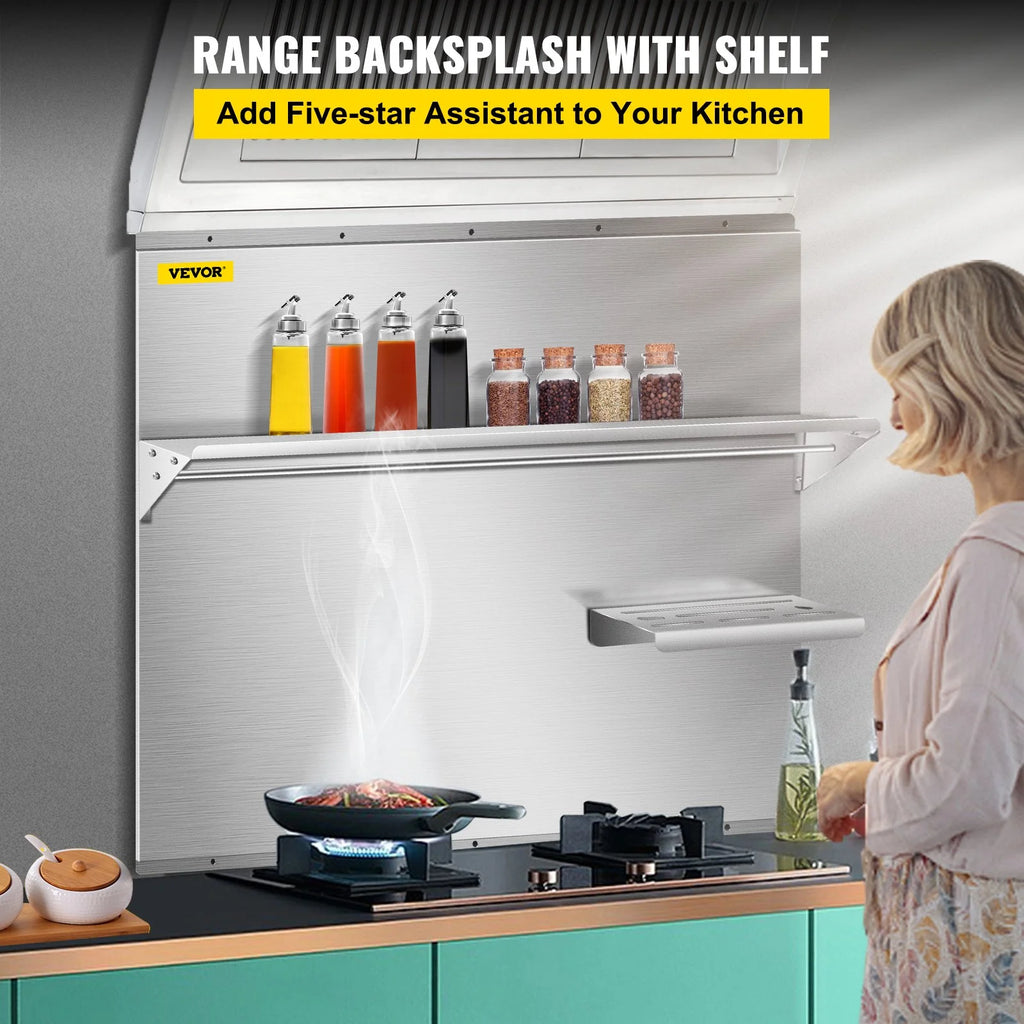 36 x 30.7 in. Stainless Steel Range Backsplash with Shelf F4324