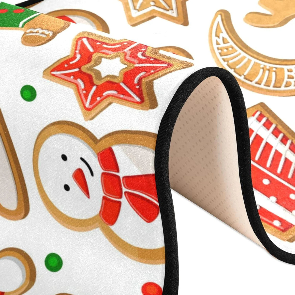 2x6 Feet Gingerbread Cookie Christmas Runner Rug with Rubber Backing J4008