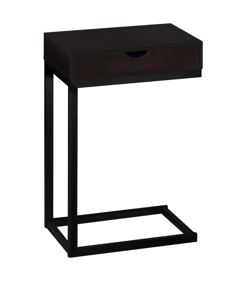 Cappuccino Particle Board and Black Metal Accent Table T1391