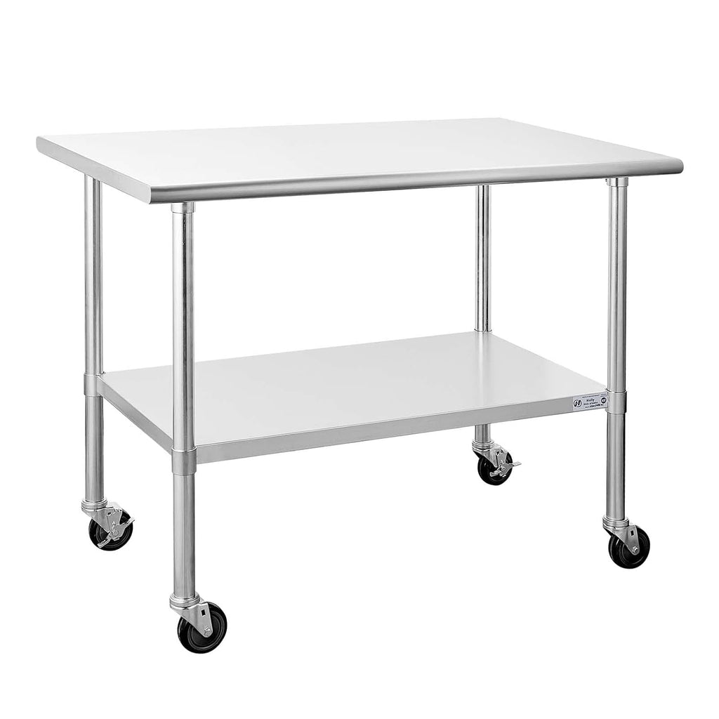 Stainless Steel Table 24 x 48 Inches with Caster Wheels and Undershelf W86221
