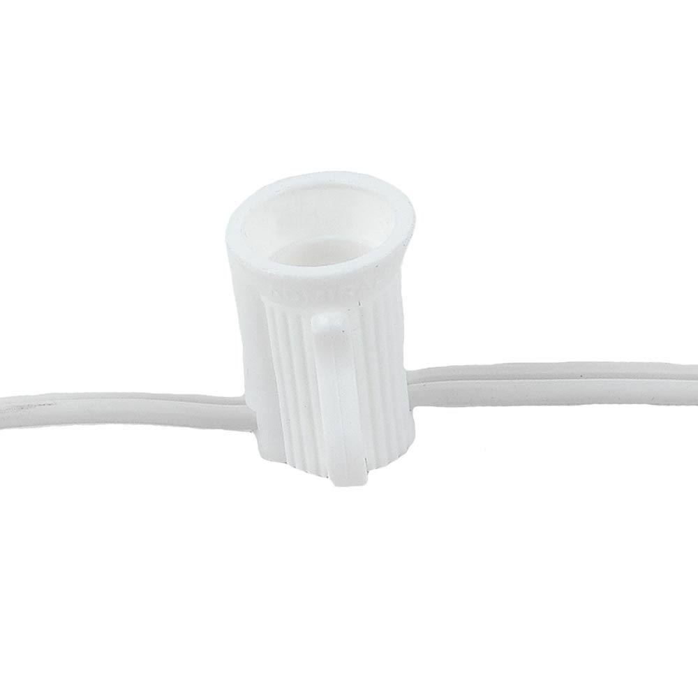 250 Foot C7 Christmas Stringer Bulk Reel, White Wire, Candelabra Base L651