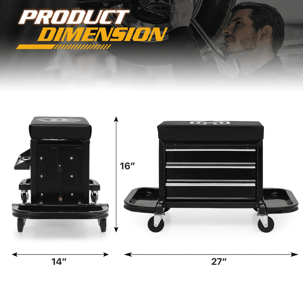 Red 3-Drawer Rolling Tool Box with Tool Tray V2250