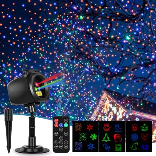 Christmas Laser Projector Lights Outdoor, RGB Laser Light Projector Indoor, IP65 Waterproof, 3 Colors H2639