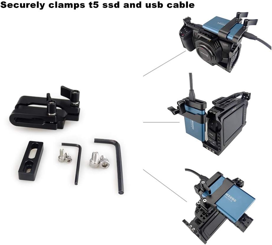 BMPCC 4K /6K Cage with NATO Handle + T5 SSD Card Mount Clamp H18835