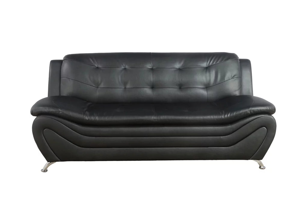 3 Piece Faux Leather Sofa Loveseat and Chair Set Black I191