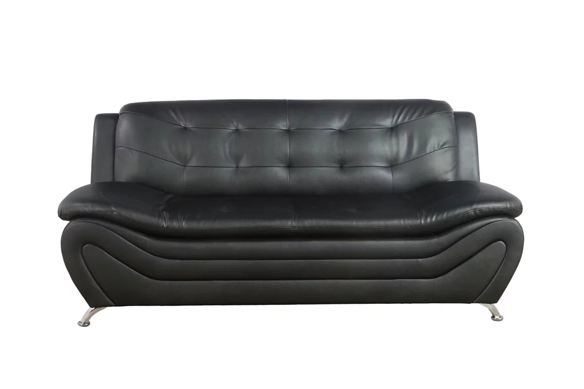 3 Piece Faux Leather Sofa Loveseat and Chair Set Black I191