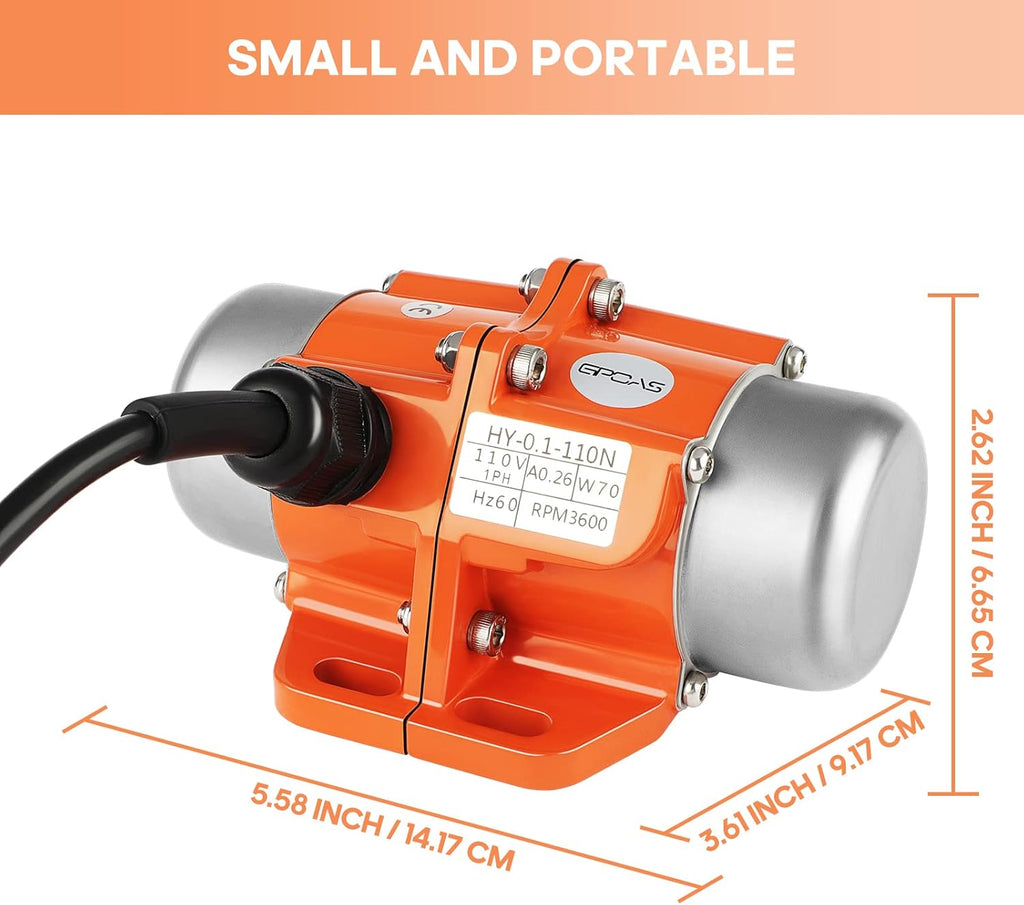 70W Concrete Vibrator Vibration Motor Single Phase AC 110V 3600RPM Aluminum Alloy Case Pack of 2 M392