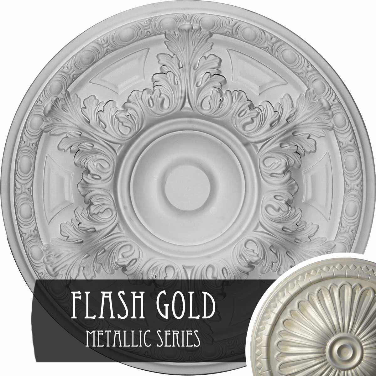 19 inch x 1 1/2 inch Hand-Painted Flash Gold Ceiling Medallion J639