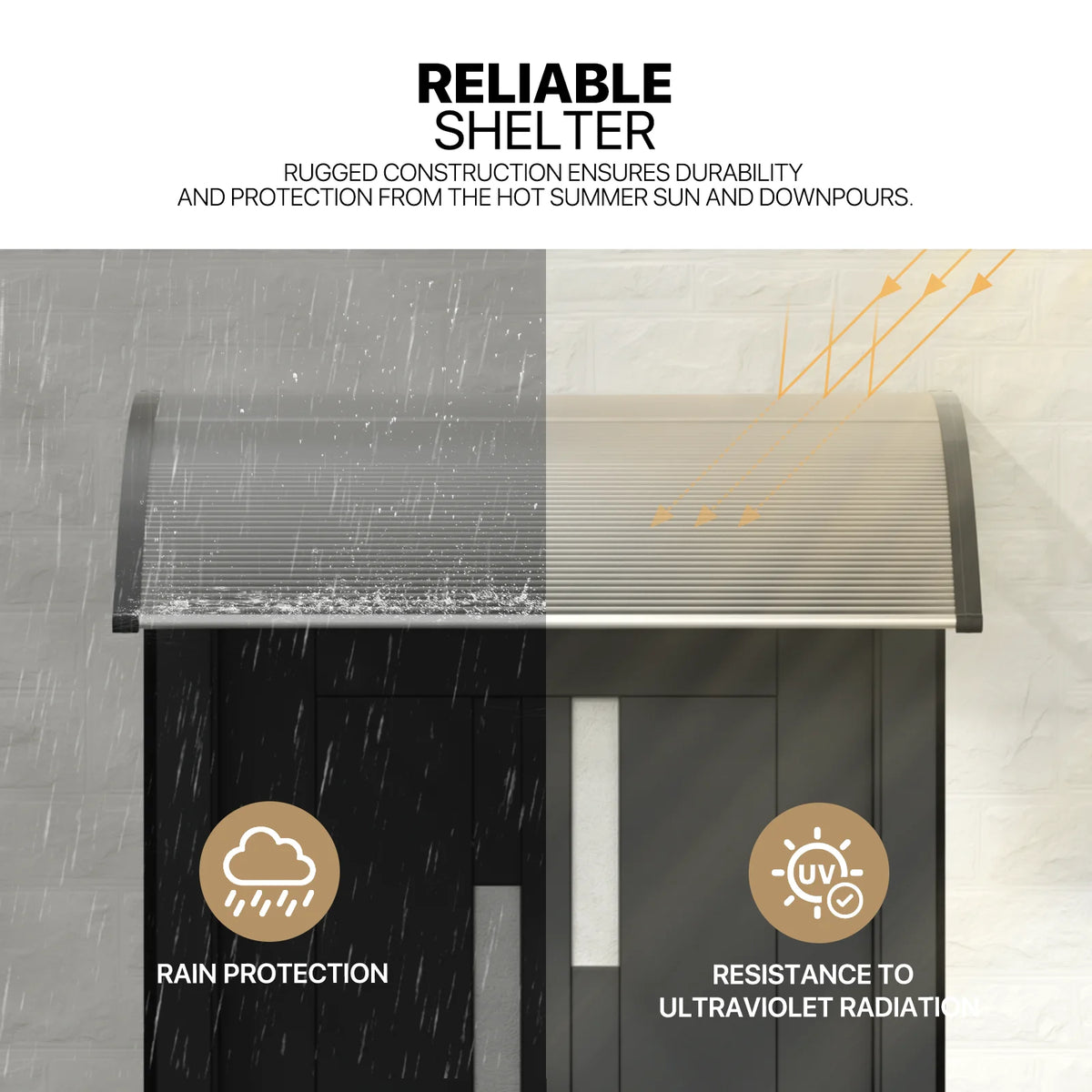 Clear Polycarbonate Door Canopy with Black Bracket X8268