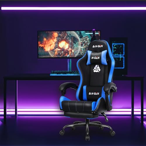 Black Ergonomic High Back Gaming Chair with Footrest G9018