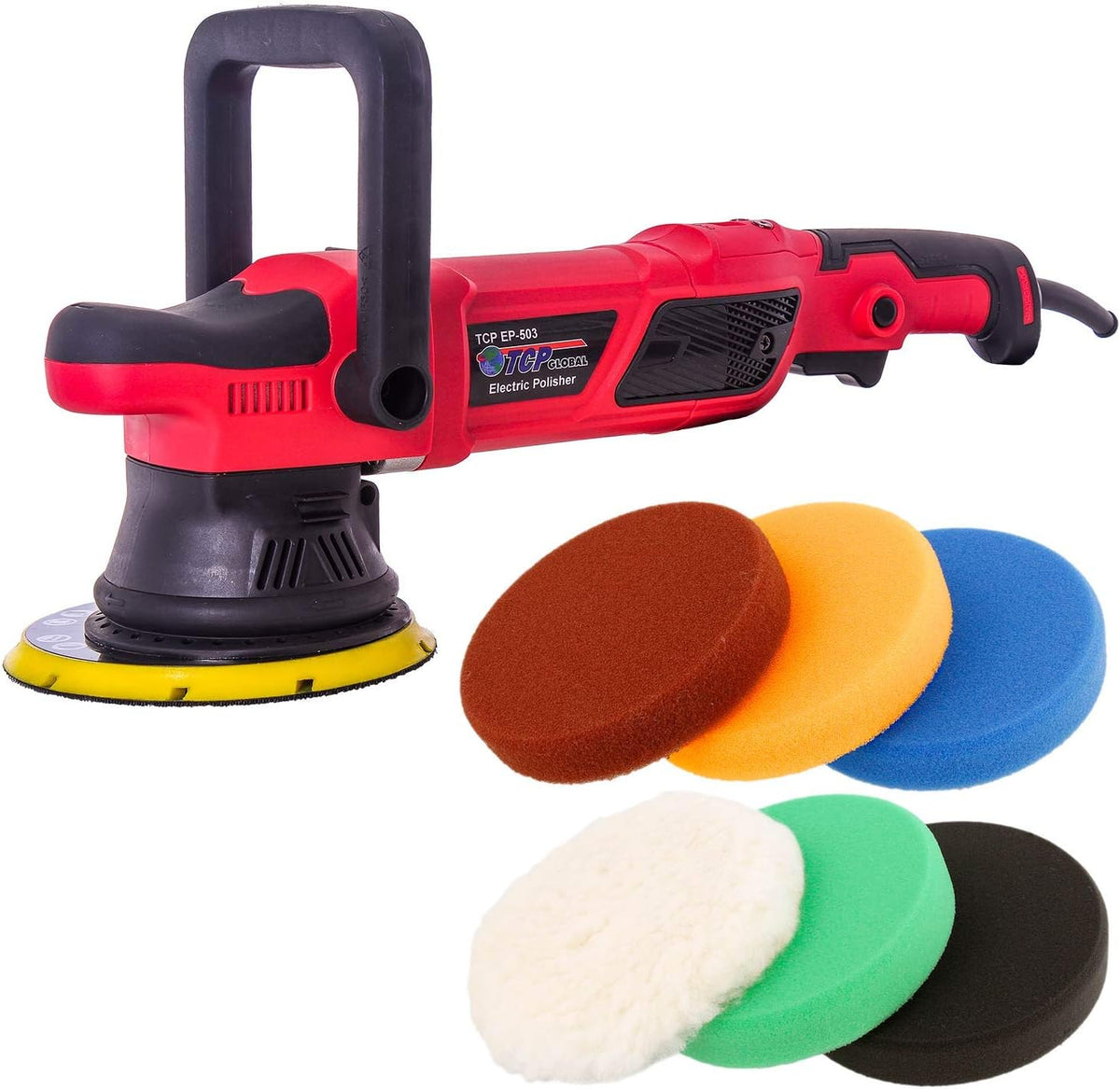 6 Variable Speed Dual-Action Polisher with Foam & Wool Pad Kit D6418