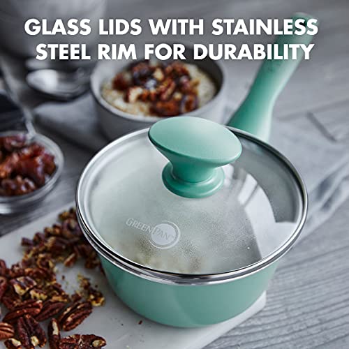 Turquoise Ceramic Nonstick 2QT Saucepan with Lid U76816