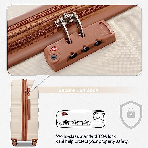 Brown and Ivory 4-Piece Expandable Hardside Suitcase Set Y575