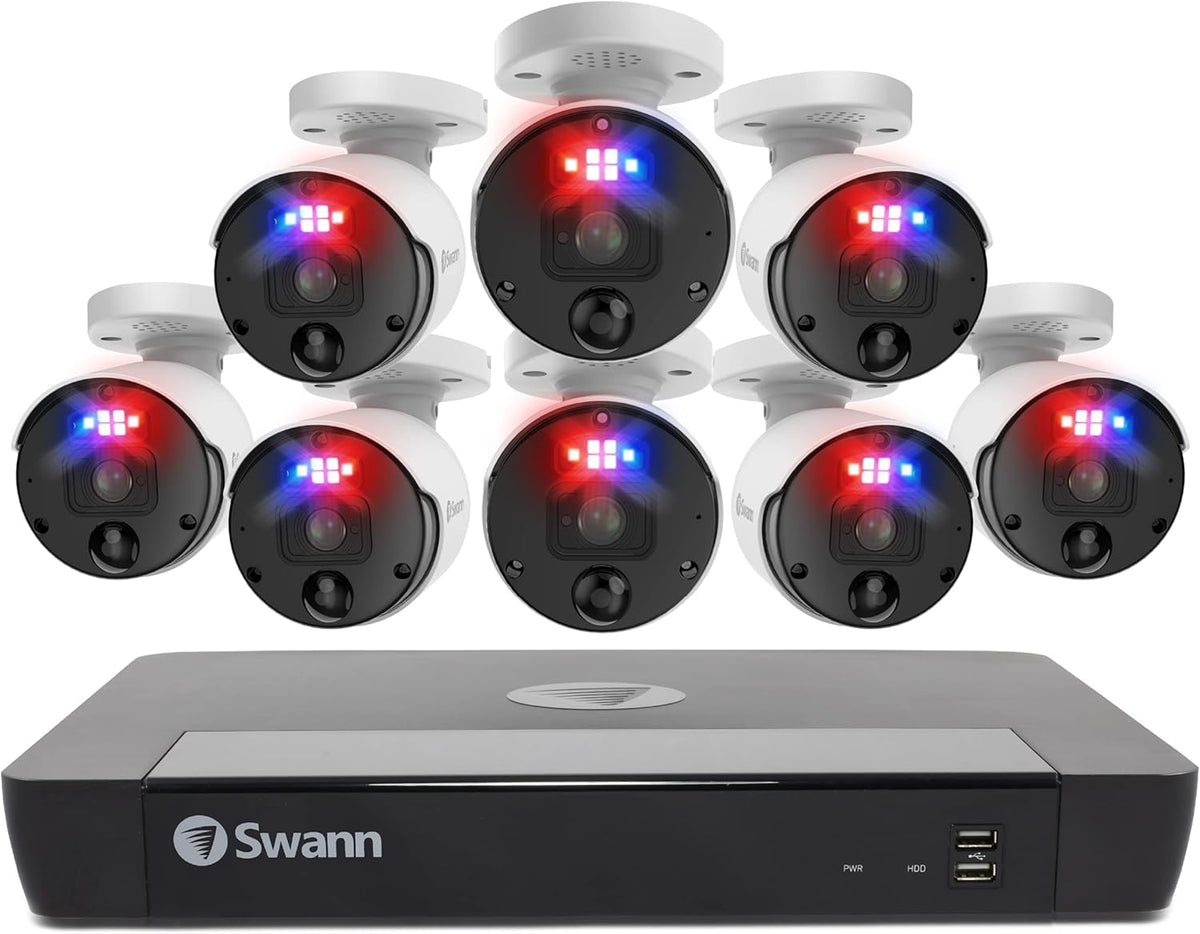 4K Indoor/Outdoor Security Camera System, 8 Bullet PoE Cameras 16 Channel NVR 2TB HDD W61194