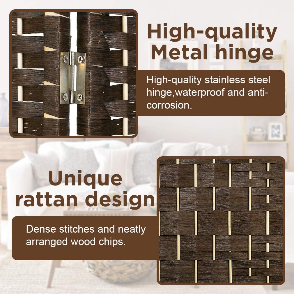 Brown 6 Panel Wooden Folding Room Divider with Shelves B863