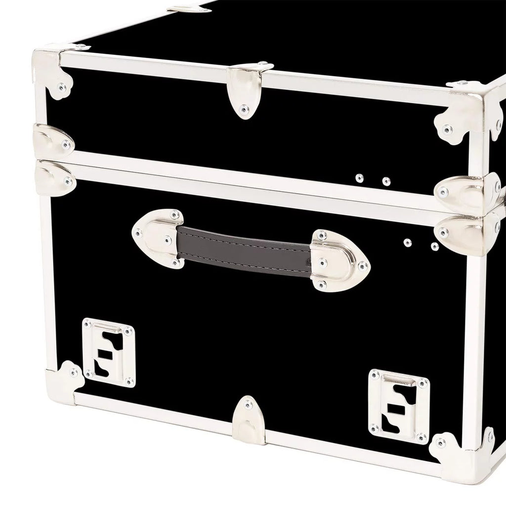 Large Leather Embossed Vinyl Trunk with Removable Wheels 32"x18"x14" (Black) X7225