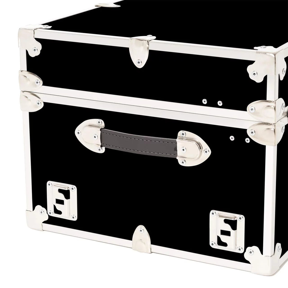 Large Leather Embossed Vinyl Trunk with Removable Wheels 32"x18"x14" (Black) X7225