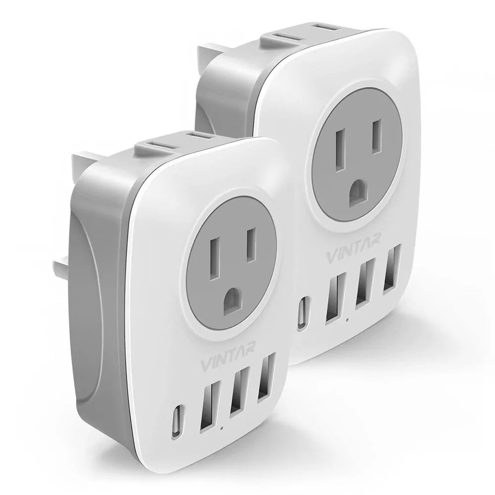 2 Pack Type G Travel Adapter with 4 USB Ports O265734