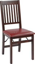 Solid Wood Folding Chair, Espresso/Red - 2 count B1229