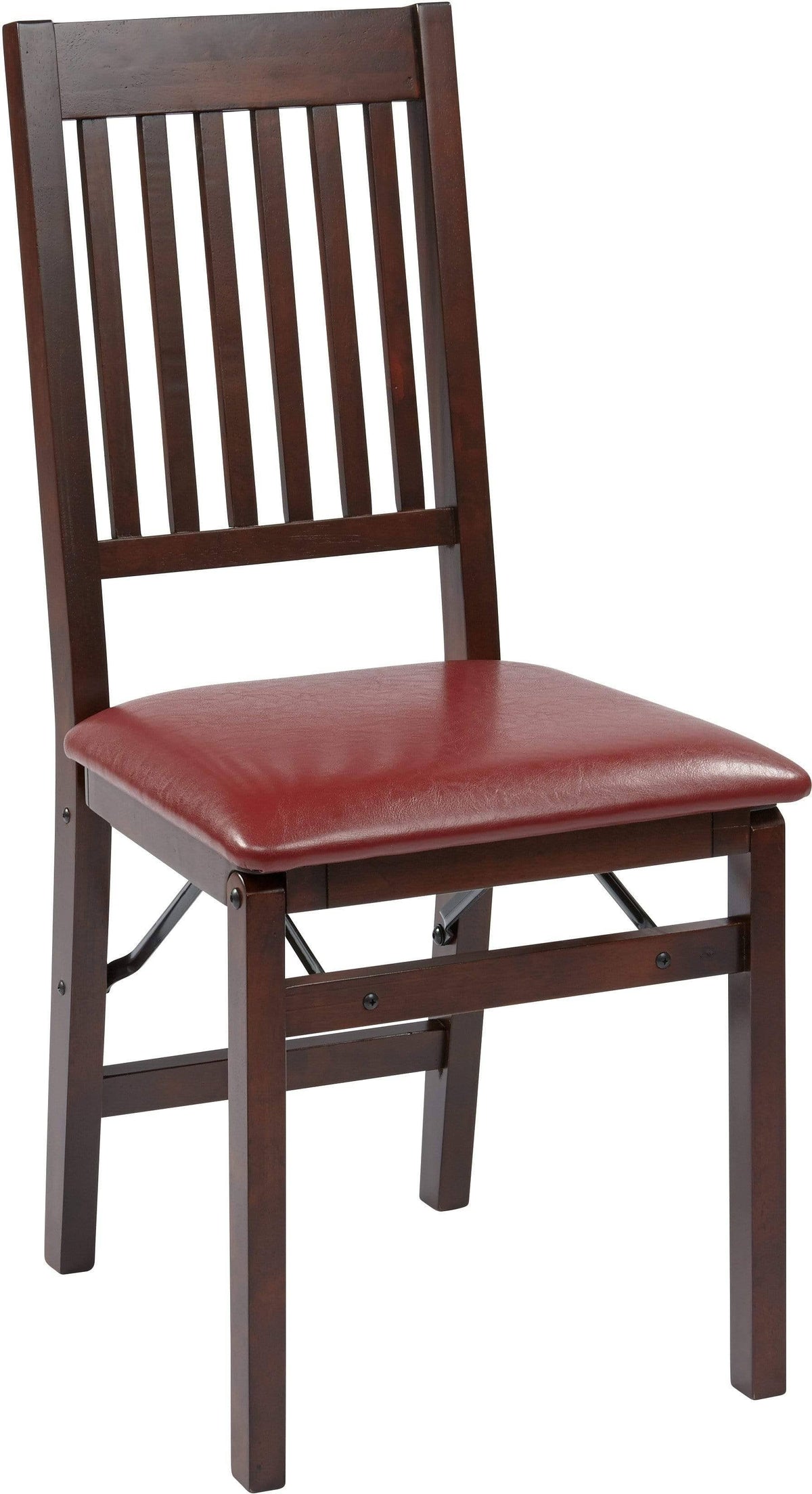 Solid Wood Folding Chair, Espresso/Red - 2 count B1229