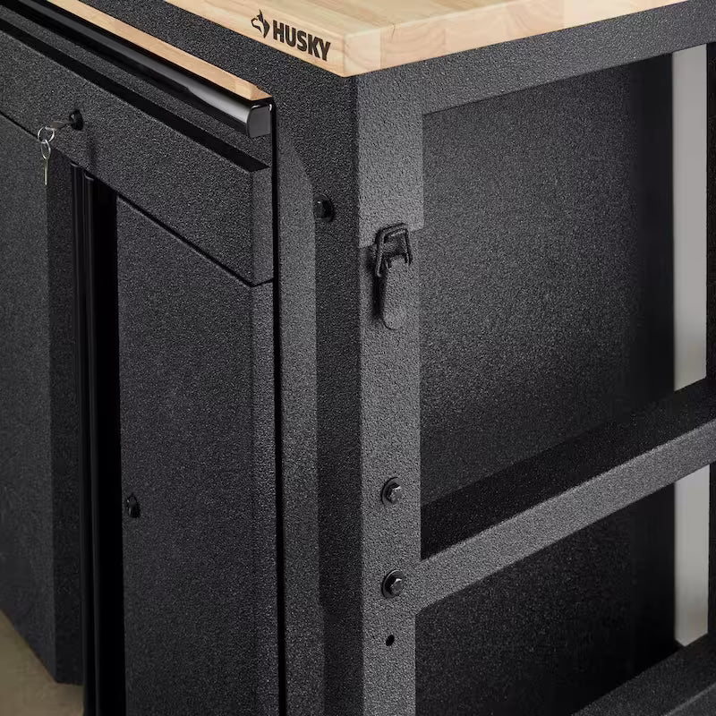 6 ft. Adjustable Height Solid Wood Top Workbench in Black G240