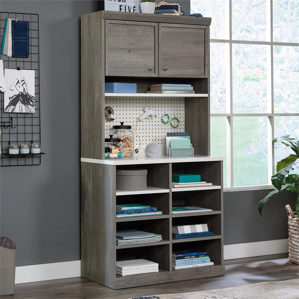 Engineered Wood Storage Hutch in Mystic Oak Finish B640997