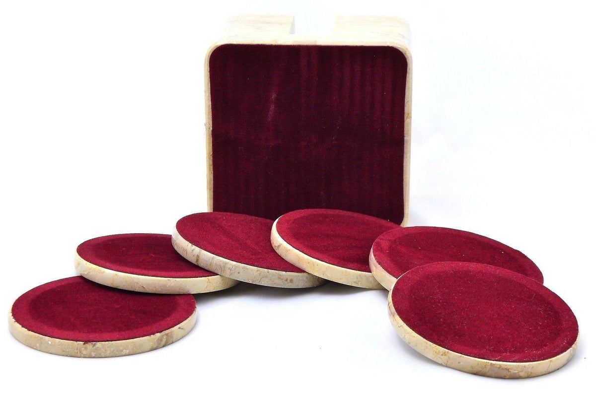 Sahara Beige Coasters with Square Holder (Set of 6) F176910