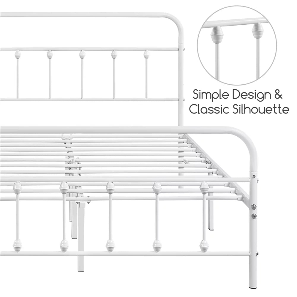 White California King Iron Platform Bed with Headboard and Footboard F745341