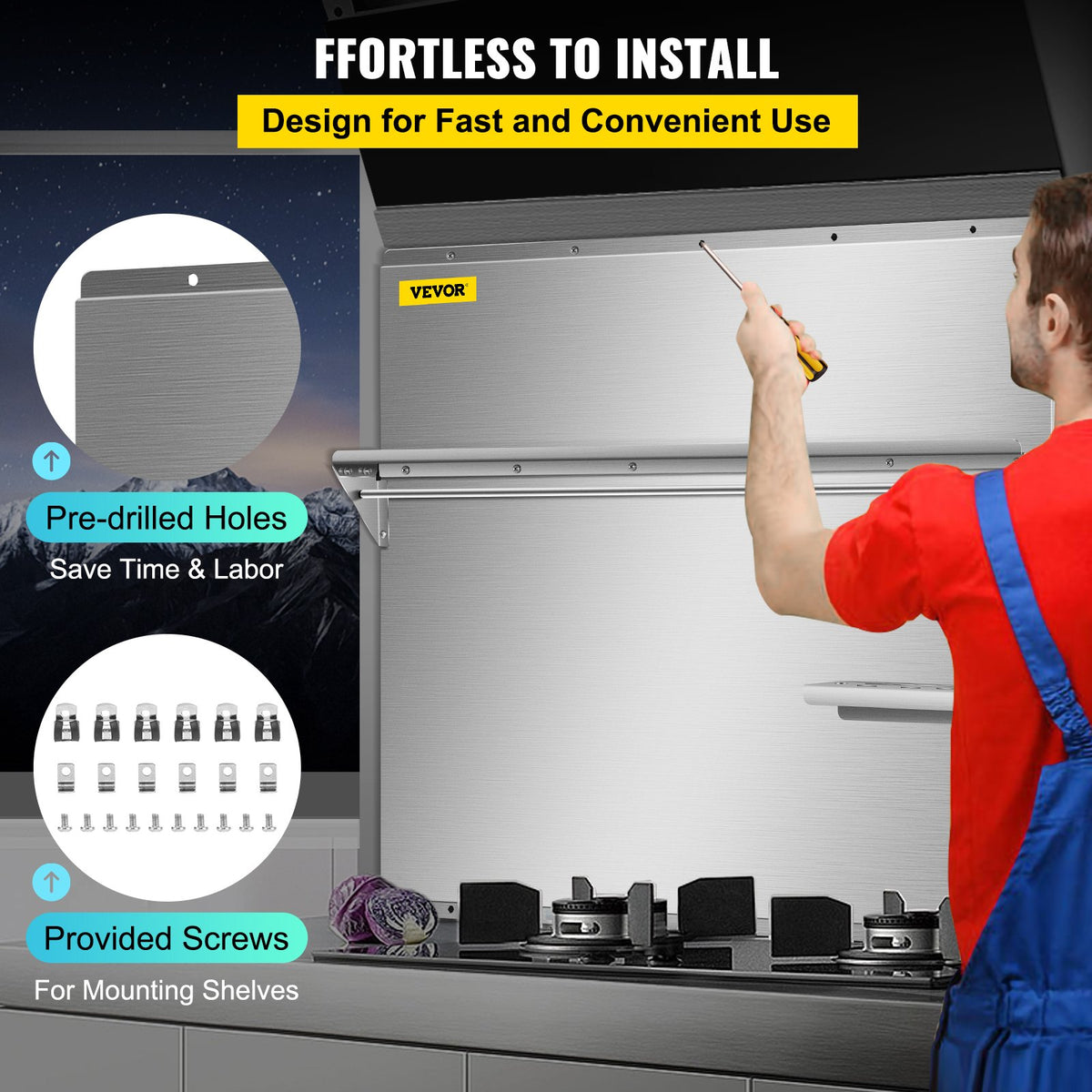36 x 30.7 in. Stainless Steel Range Backsplash with Shelf F4324