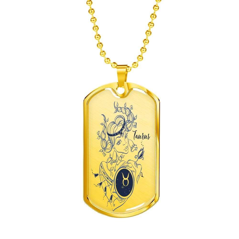 Stainless Steel or 18k Gold Dog Tag with 24" Chain J434706