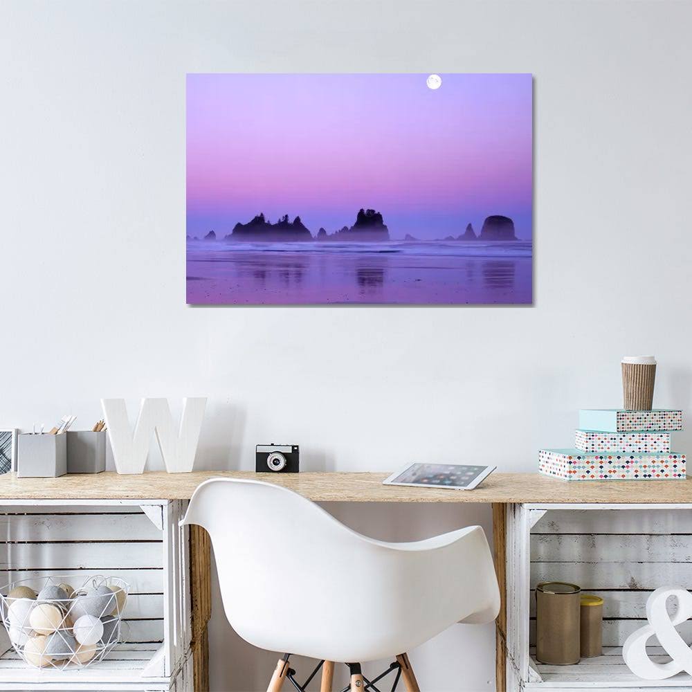 Magnificent Sunset with Full Moon Paintings on Canvas Art T635431