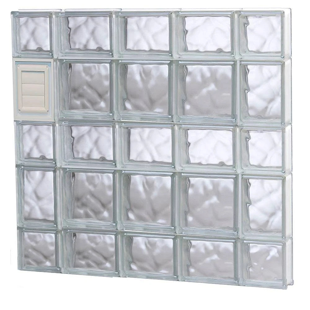 Wavy Glass Pattern Frameless Replacement Glass Block Window V810432