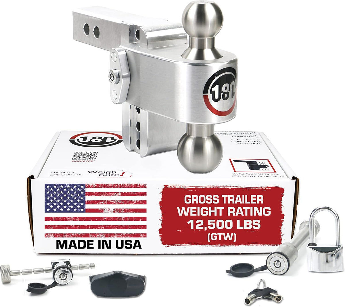 Aluminum Adjustable 8" Drop Stainless Steel Ball for 2" Receiver Y629