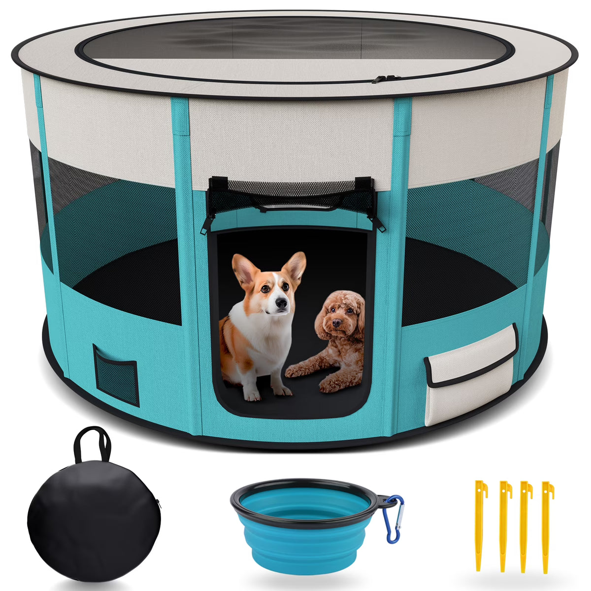 Large Foldable Pet Playpen with Carrying Case Y24265