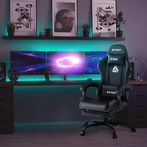 Black Ergonomic High Back Gaming Chair with Footrest G9018