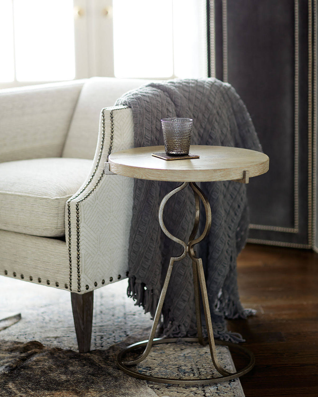 Rustic Patina Sand Round End Table A6443