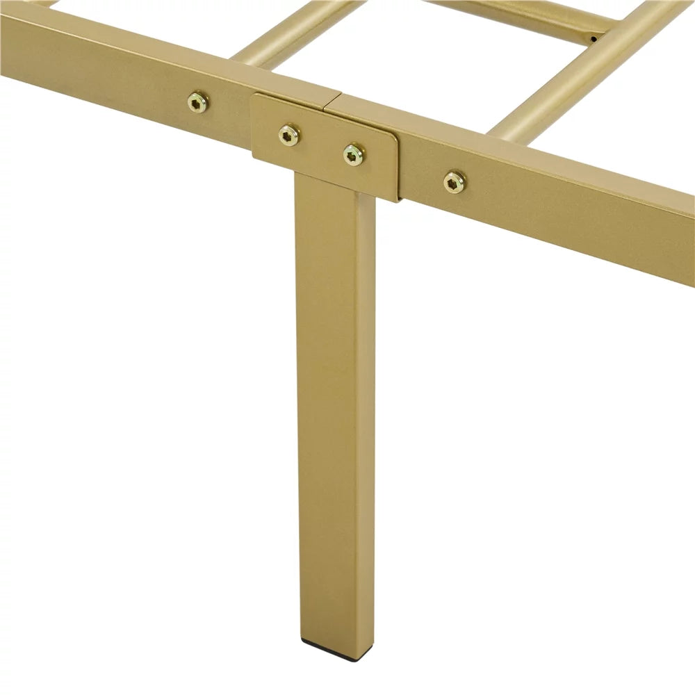 Queen Matte Black Metal Platform Bed Frame with Headboard and Footboard Y4976