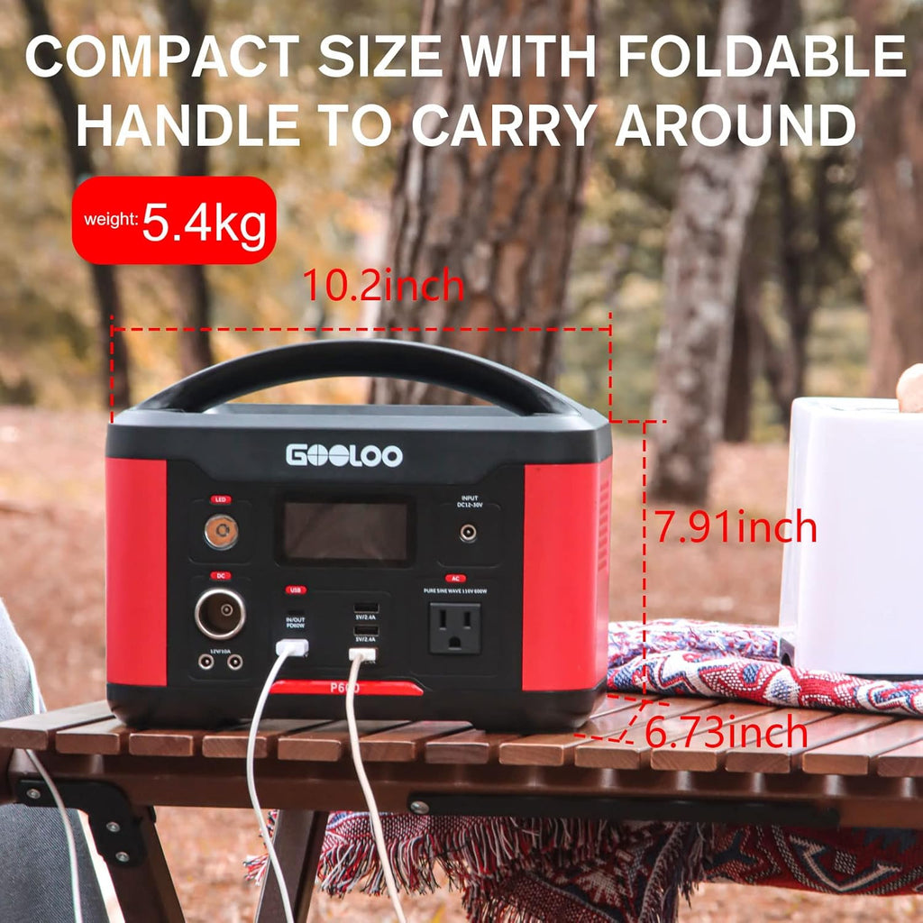 Portable Power Station 626Wh 600W AC Outlets Lithium Battery Y973