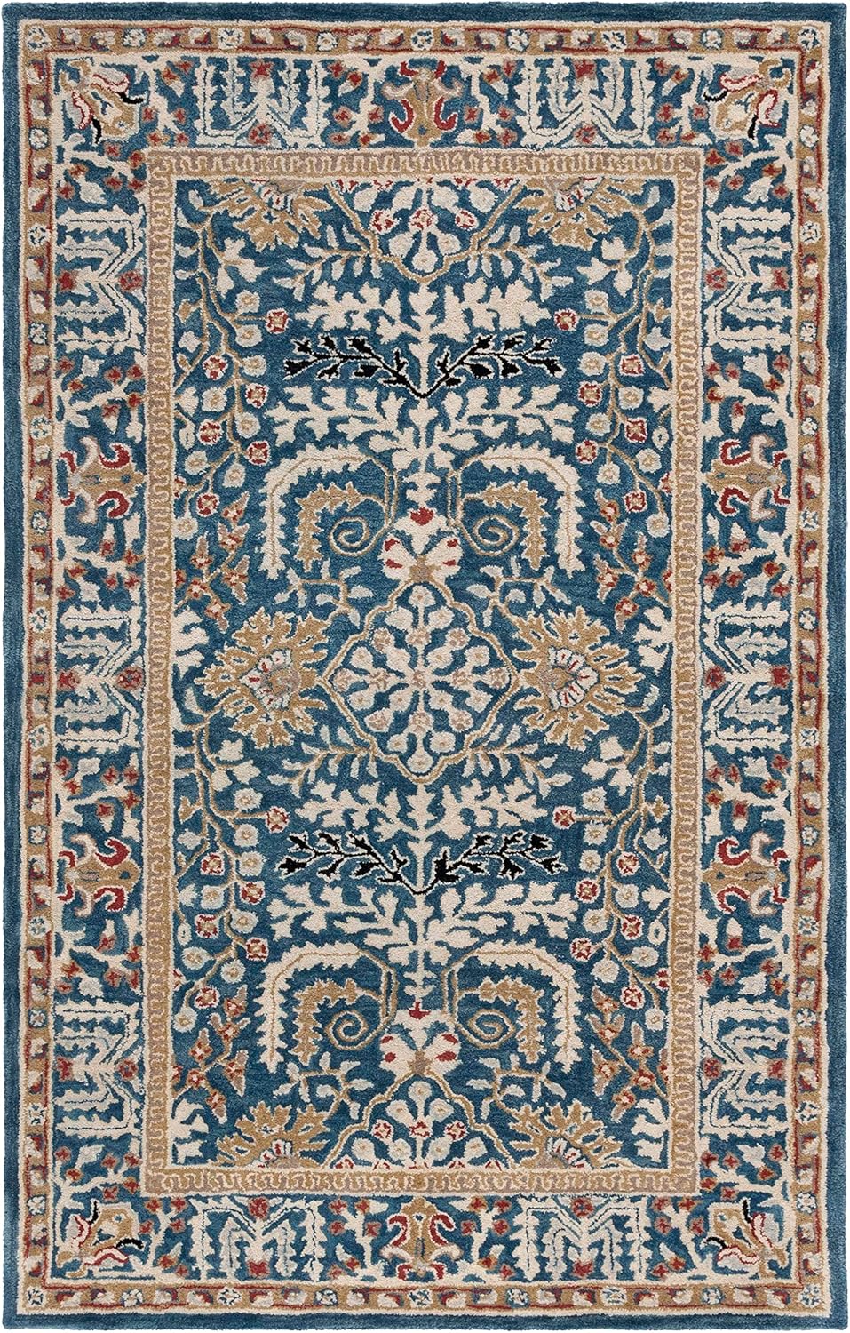 X-Large Dark Blue & Multi Handmade Traditional Oriental Wool Area Rug C2300