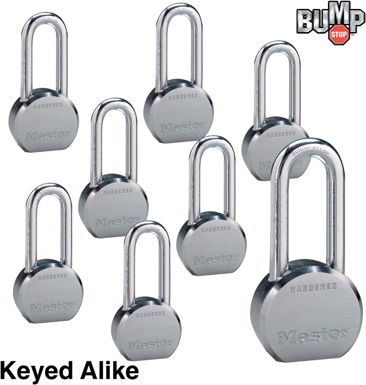 8 High Security Pro Series Keyed Alike Padlocks with BumpStop Technology X2438