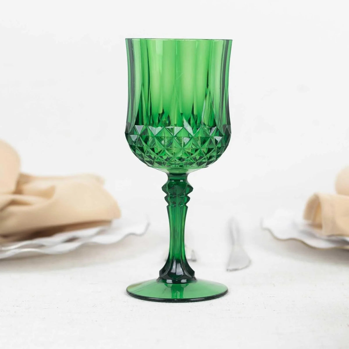 6 Pack Emerald Green Plastic Wine Glasses 8Oz Q6473