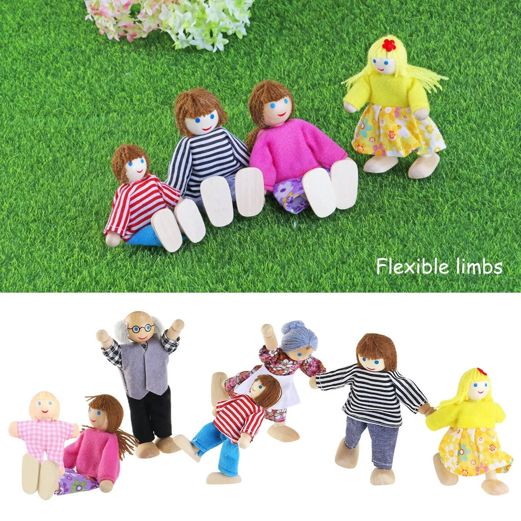 7 Pieces Wooden Dollhouse Family Figures E59092