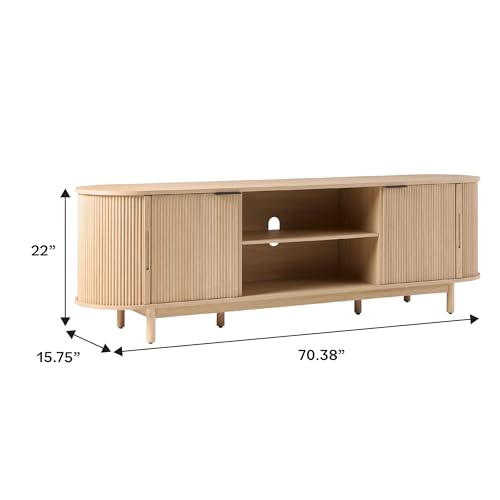 60 Inch Coastal Oak TV Stand with Sliding Doors C9600