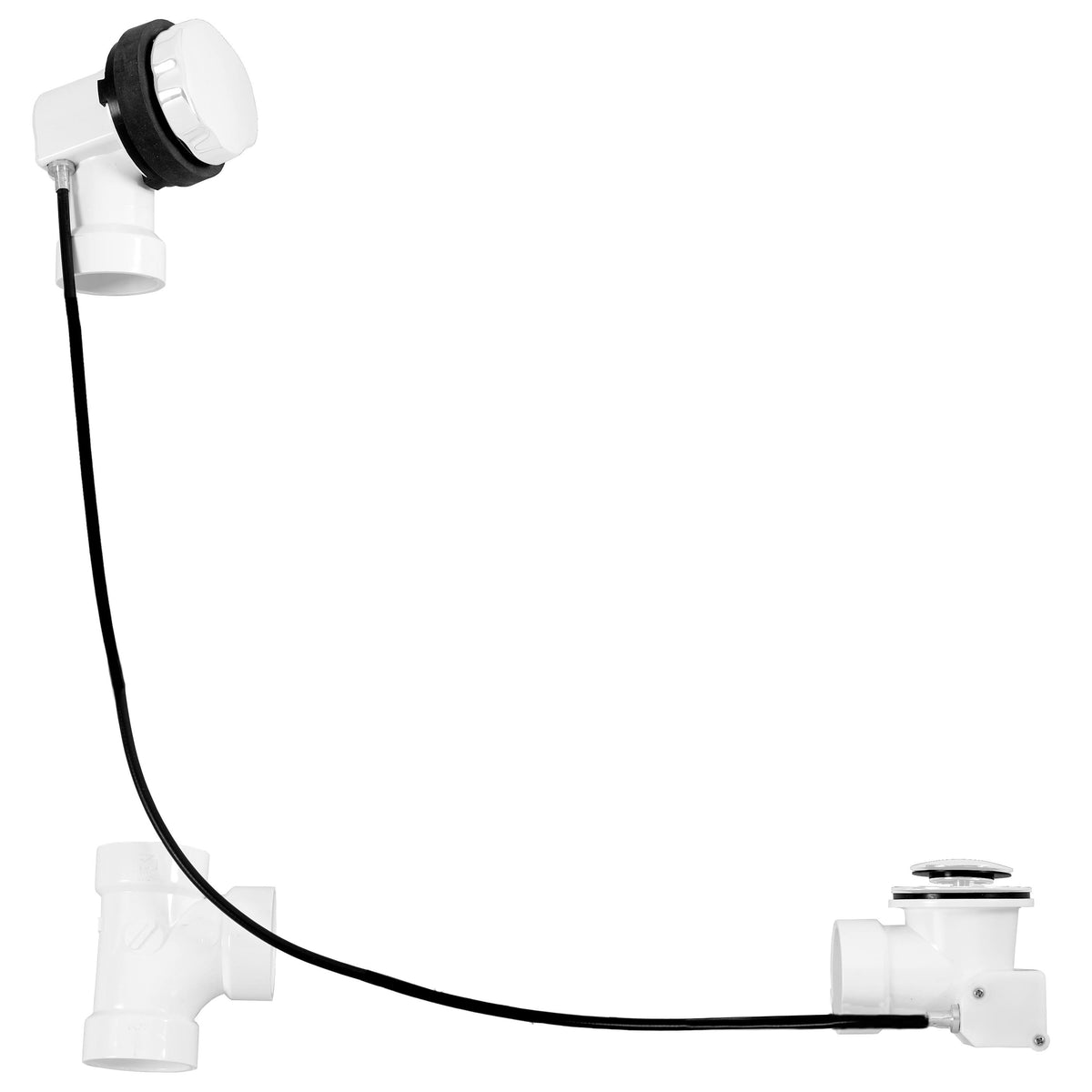 White PVC Cable Drive Bath Waste and Overflow I120