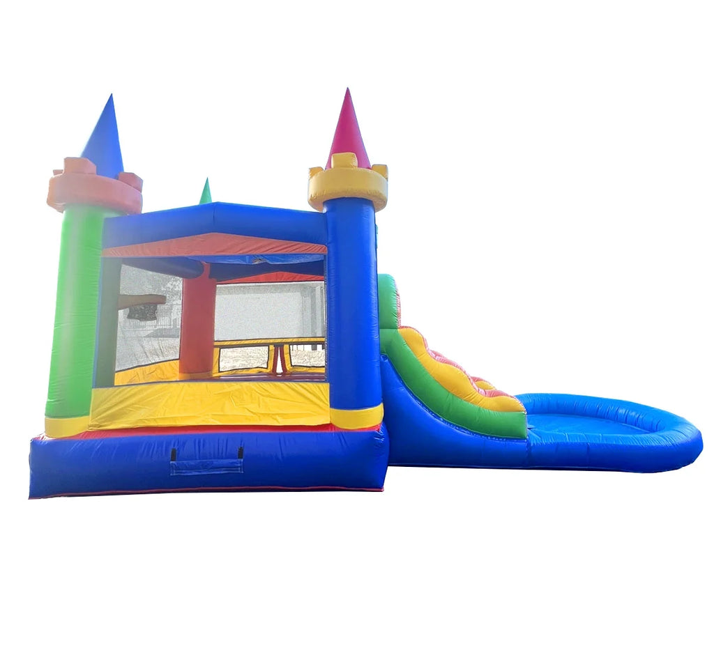Rainbow Dual Slide Bounce House with Splash Pool L8270