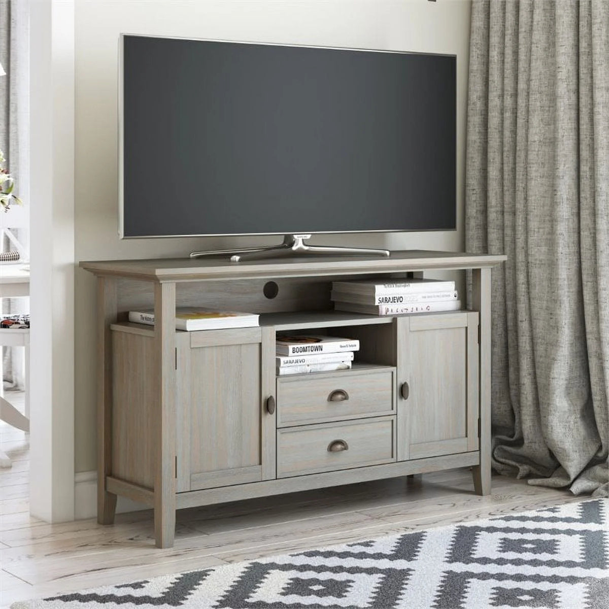 54" Gray Wood TV Media Stand E5001